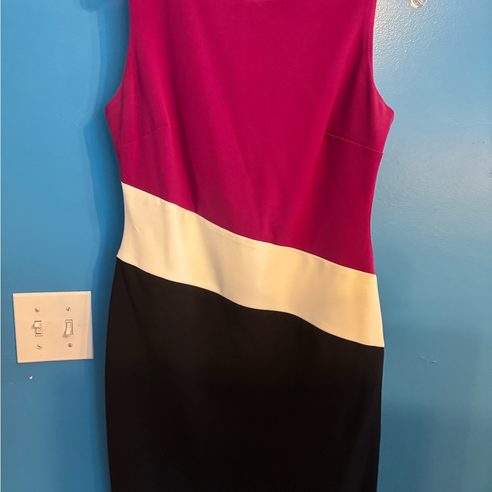 Colorblock Sleeveless Dress - Pink, White, and Black